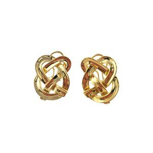 Vintage 18K Yellow Gold Angela Cummings Clip On Pretzel Twist Earrings #12171